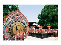 Decorative drum in front of a building, Meiji Jingu Shrine, Tokyo, Japan Fine Art Print