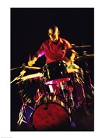 Young man playing the drums Fine Art Print