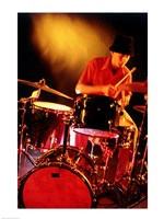 Male drummer playing drums Fine Art Print