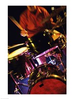 Young Man Playing The Drums Closeup Fine Art Print