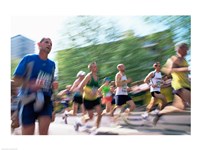 Group of people running in a marathon, London, England Fine Art Print