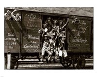 German Soldiers in a Railroad Car on the Way to the Front - various sizes