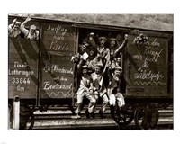 German Soldiers in a Railroad Car on the Way to the Front Fine Art Print