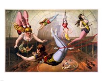 Trapeze Artists in Circus Framed Print