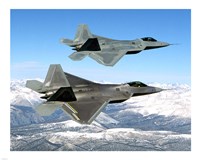 Two F-22 Raptor in Flying Framed Print