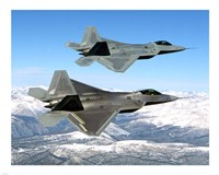 Two F-22 Raptor in Flying Fine Art Print