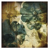 Vintage Teal Blooms I Fine Art Print
