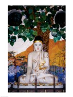 Close-up of a statue of Buddha, Tiger Balm Gardens, Hong Kong, China Fine Art Print