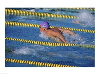 Swimmer racing in a swimming pool Fine Art Print