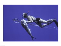 Diver With Dorado fish Cape San Lucas Mexico Fine Art Print