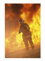 Firefighter holding an axe Fine Art Print