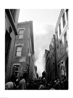 USA, Massachusetts, Boston, firefighters fighting with fire Fine Art Print