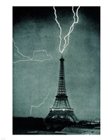 Lightning Striking the Eiffel Tower Fine Art Print