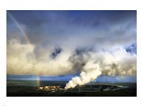 Rainbow and Eruption of Halema`uma`u Vent at Kilauea Fine Art Print
