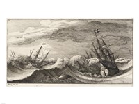 Wenceslas Hollar - The whale and the three-masted ship Fine Art Print