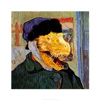 T Rex Van Gogh with Bandaged Battle Damaged Ear Fine Art Print