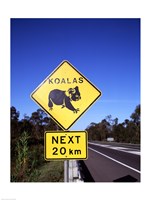 Close-up of a crossing sign on the road side, Australia Fine Art Print