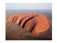 Aerial view of a rock formation on a landscape, Ayers Rock, Uluru-Kata Tjuta National Park, Australia Fine Art Print