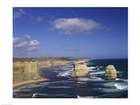 High angle view of rock formations in the ocean, Gibson Beach, Port Campbell National Park, Australia Fine Art Print