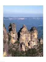 High angle view of rock formations, Three Sisters, Blue Mountains National Park, Katoomba, Australia Fine Art Print