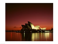 Opera house lit up at night, Sydney Opera House, Sydney, Australia Fine Art Print