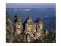 High angle view of rock formations, Three Sisters, Blue Mountains, New South Wales, Australia Fine Art Print