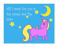 Moon and Stars Unicorn Fine Art Print