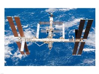 International Space Station moves away from Space Shuttle Endeavour Fine Art Print