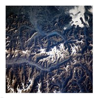 Swiss alps from space taken by Atlantis Fine Art Print