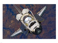 The Space Shuttle Discovery approaches the International Space Station Fine Art Print