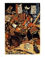 Matano Goro Kagehisa wrestling with Sanada Yoichi Yoshitada Fine Art Print