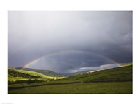 England, Yorkshire, Yorkshire Dales, Rainbow over Swaledale Fine Art Print