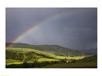 England, Yorkshire, Yorkshire Dales, Rainbow over Swaledale Fine Art Print