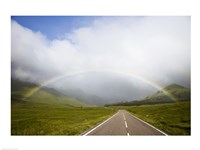 Scotland, Highland Region, Empty Road and Rainbow Fine Art Print