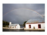 Rainbow over a cottage, Cloonee Lakes, County Kerry, Munster Province, Ireland Fine Art Print