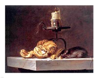 Willem Van Aelst  Still Life with Mouse and Candle Fine Art Print