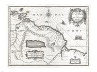 1635 Blaeu Map Guiana, Venezuela, and El Dorado Fine Art Print