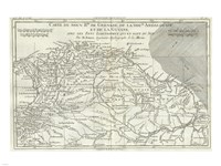 1780 Bonne Map of Northern South America, Columbia, Venezuela, Brazil Fine Art Print