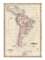 1862 Johnson Map of South America Fine Art Print