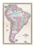 1870 Johnson Map of South America Fine Art Print