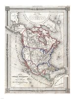 1852 Bocage Map of North America Fine Art Print