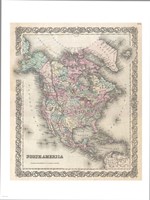 1855 Colton Map of North America Fine Art Print