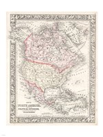 1864 Mitchell Map of North America Fine Art Print