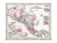 1866 Johnson Map of Central America Fine Art Print