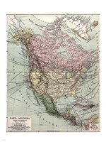 Nord-Amerika Politisk Ofversiktskarta, Nordisk familjebok Fine Art Print