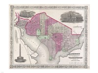 1864 Johnson Map of Washington D.C. and Georgetown Fine Art Print