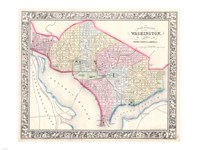1864 Mitchell Map of Washington D.C. Fine Art Print