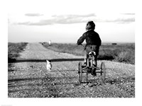 Rear view of a girl riding a bicycle Fine Art Print