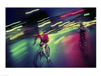 Young man riding a bicycle Fine Art Print