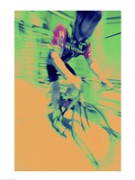 Young man riding a bicycle - yellow Fine Art Print